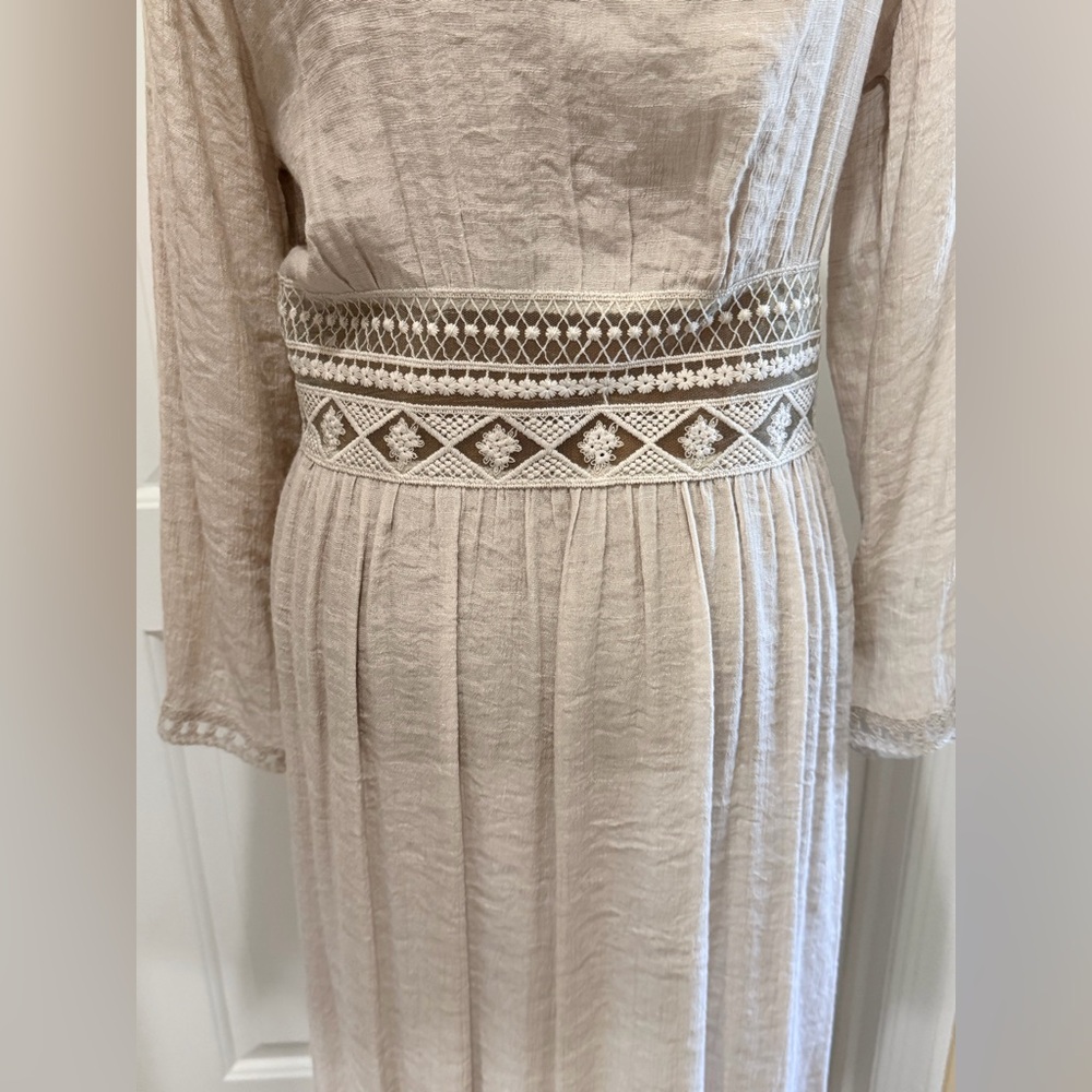 Rebellion Again BOHO Maxi Beach Cover up with Lace Trim Elegant and Lightweight - Picture 4 of 14